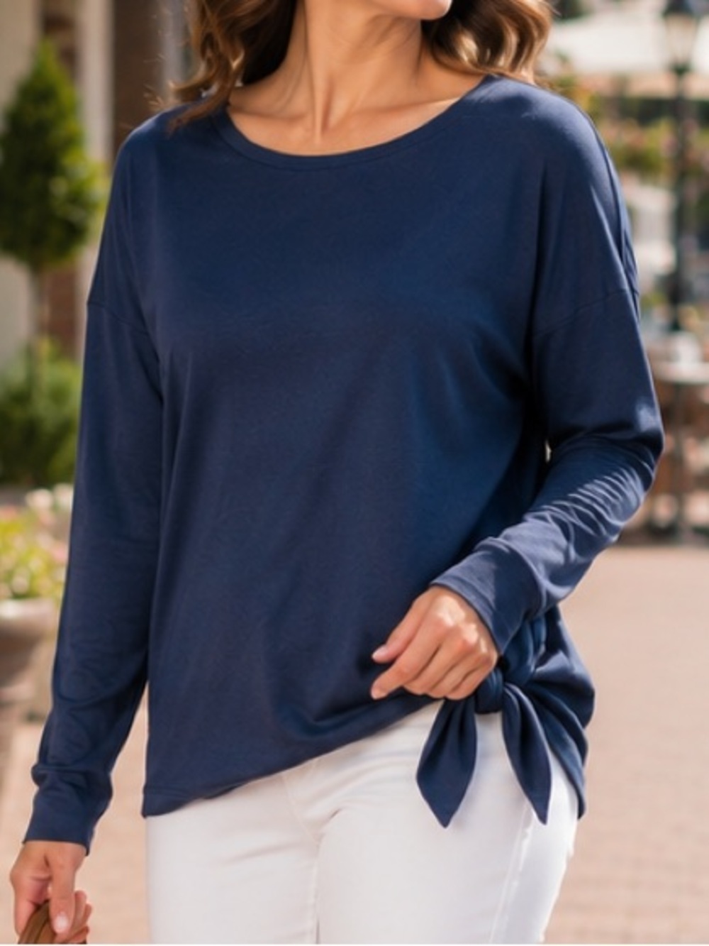 Agnes & Dora Afternoon Tee Navy Blue Side Tie Top NWT